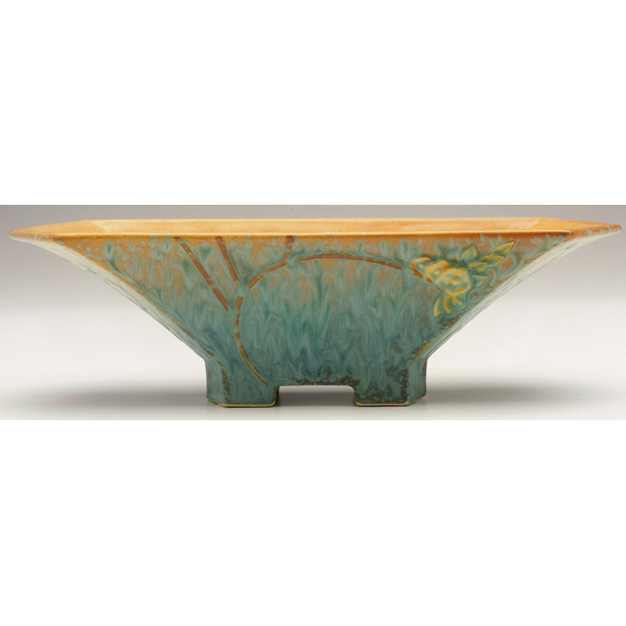 Appraisal: Roseville Futura console bowl and flower frog long angled shape