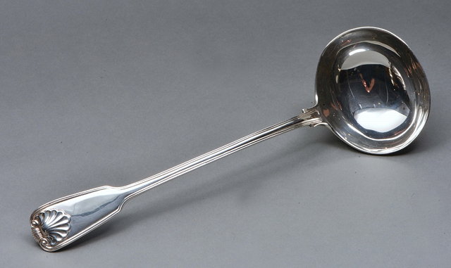 Appraisal: A VICTORIAN SILVER SOUP LADLE with scallop shell ornament London