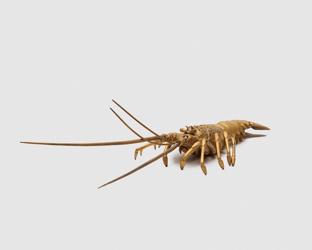 Appraisal: Japanese Meiji Gilt Bronze Figure of an Articulated Spiny Lobster