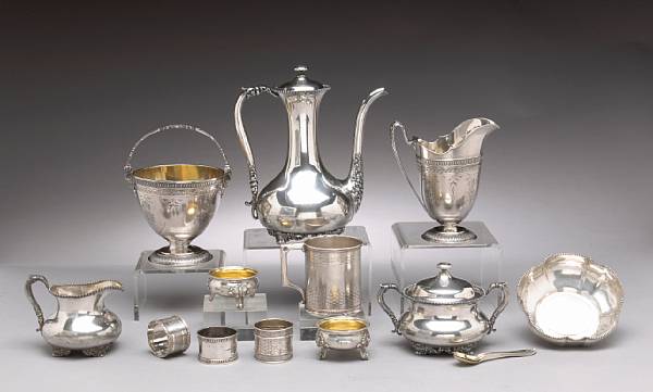 Appraisal: A group of silver articles Comprising sterling cream amp sugar