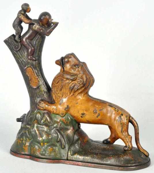 Appraisal: Cast Iron Lion Monkeys Mechanical Bank Manufactured by Keiser Rex