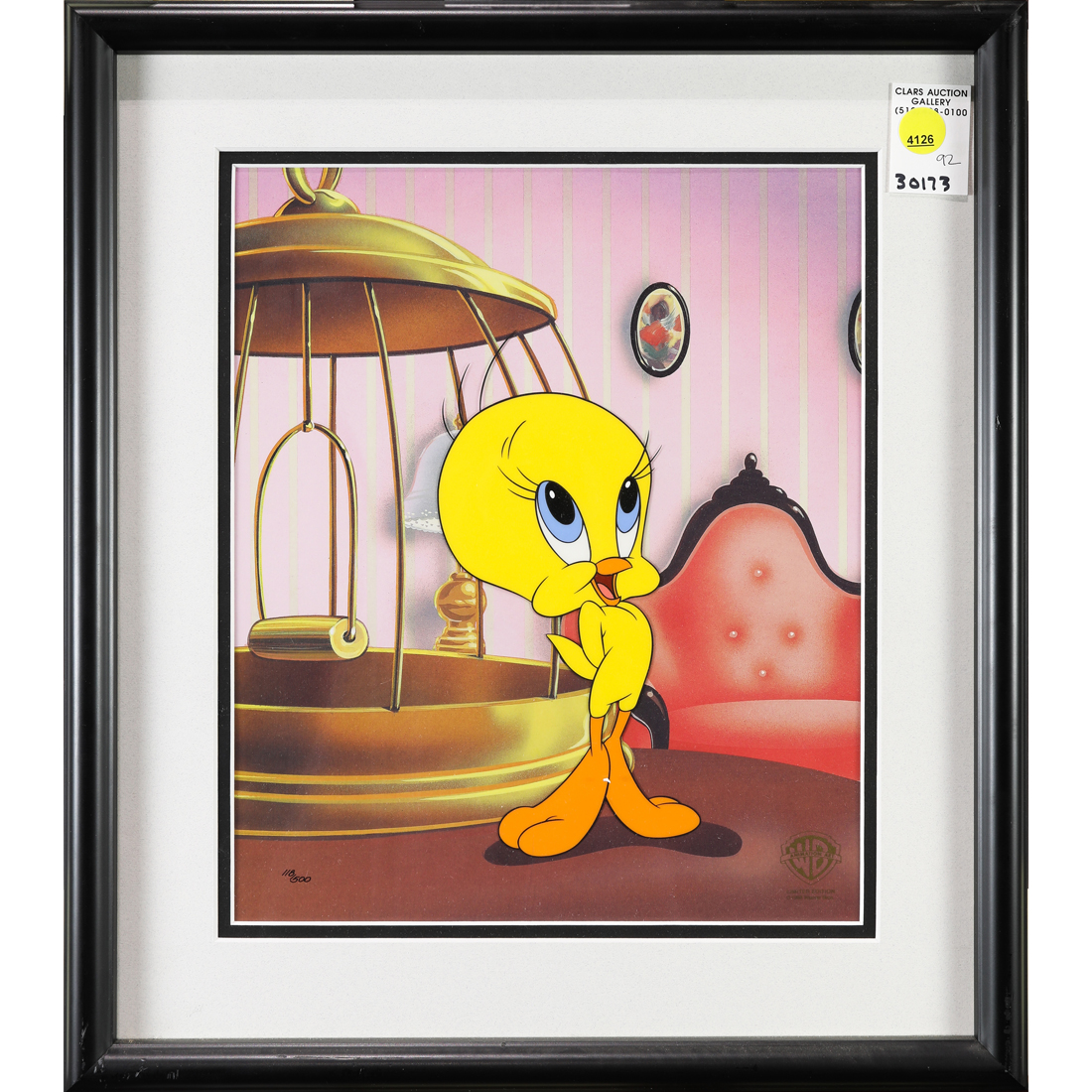 Appraisal: SERICEL WARNER BROTHERS Warner Brothers Tweety sericel over photo-offset lithograph