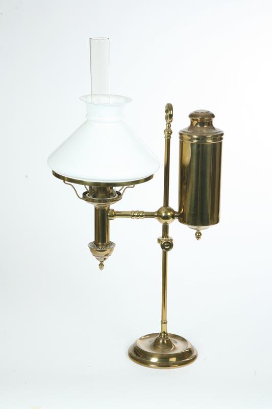 Appraisal: BRASS STUDENT LAMP Milk glass shade The shade ring is