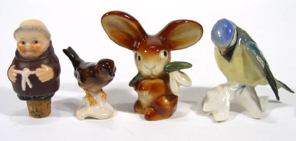 Appraisal: Hand painted Goebel monk bottle stopper a rabbit a Goebel