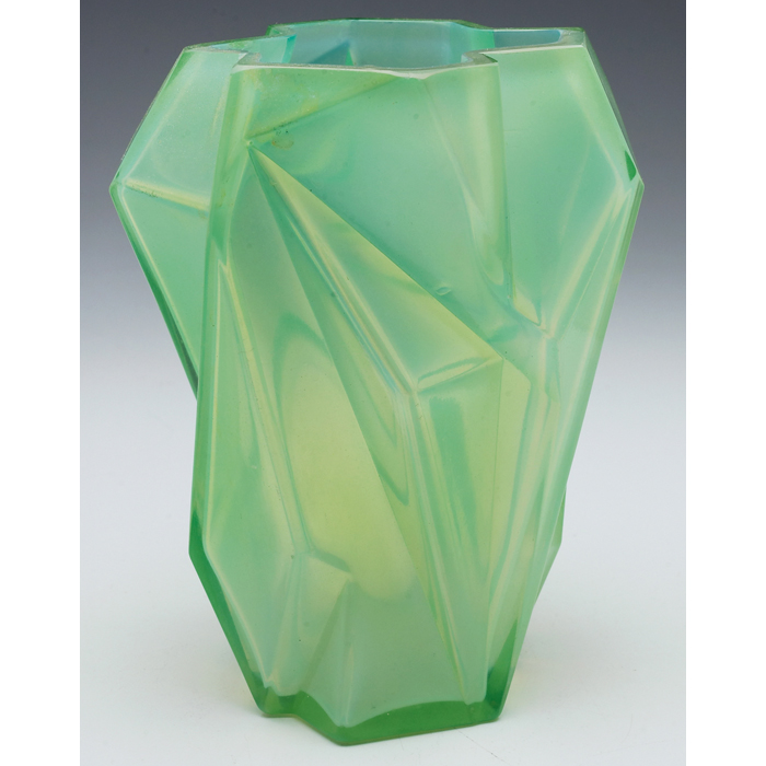 Appraisal: Consolidated Ruba Rombic vase designed by Reuben Haley green glass