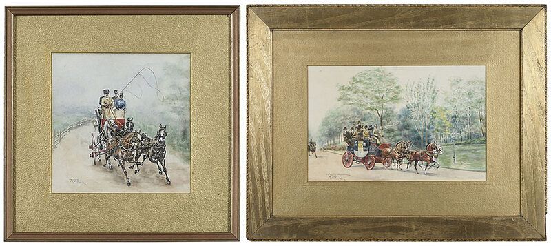 Appraisal: Robert F Weir American - two watercolor illustrations of horses