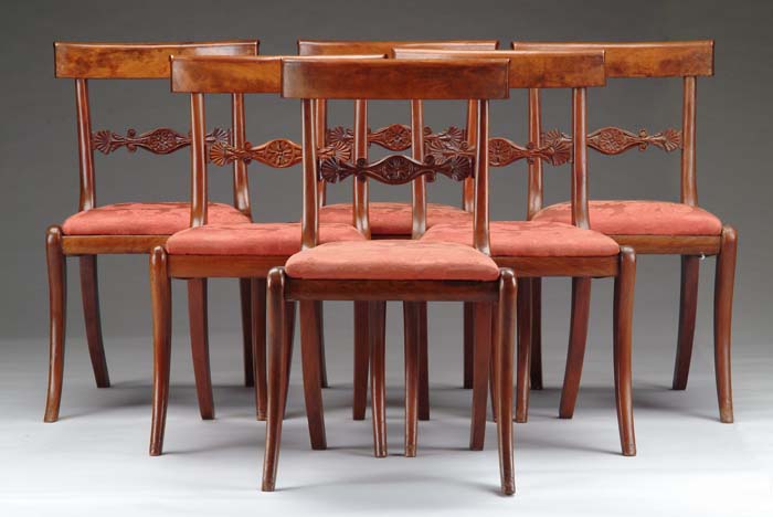 Appraisal: SET OF SIX MAHOGANY SIDE CHAIRS IN THE GRECIAN MANNER