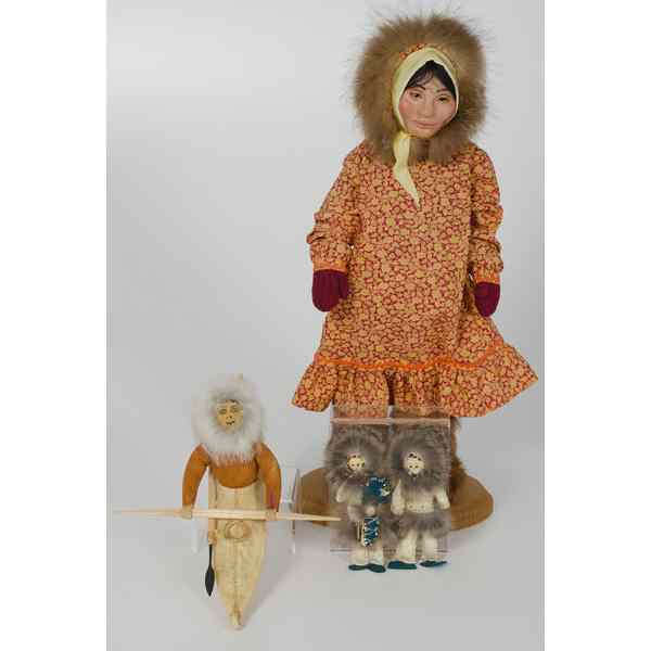 Appraisal: Steven Tegoesak Eskimo Doll in Canoe Plus Alaska mid th