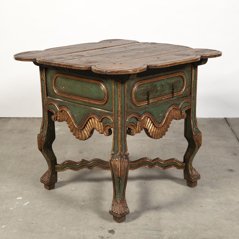 Appraisal: Spanish Colonial Peru Painted and Gilt Entrance Table th Century