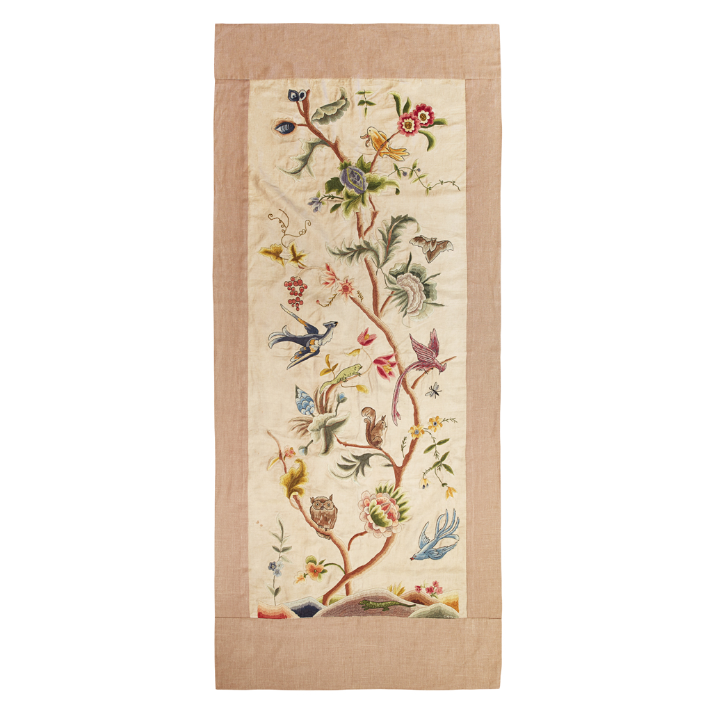 Appraisal: ARTS CRAFTS CREWELWORK HANGING PANEL CIRCA in characteristic style depicting