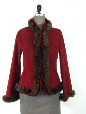 Appraisal: Red Shearling jacket w Demi Buff Mink Trim Size Small