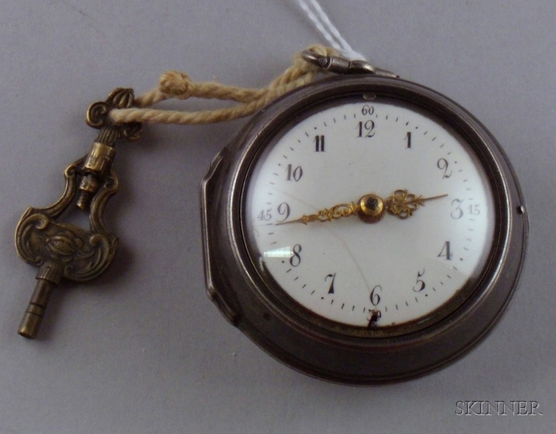 Appraisal: English Sterling Silver Pair Cased Pocket Watch J Russel London