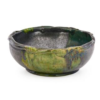 Appraisal: GEORGE OHR Large bowl folded rim GEORGE OHR - Large