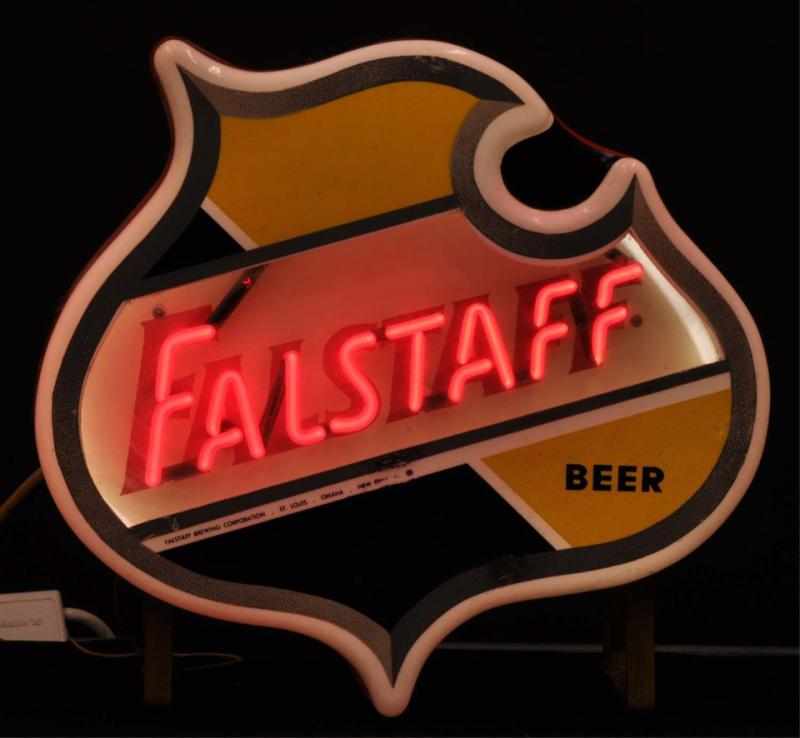 Appraisal: Falstaff Beer Neon Sign Description s to s Red and