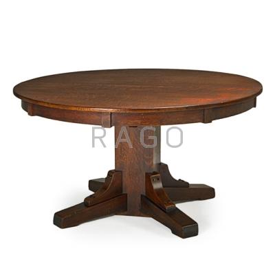 Appraisal: STICKLEY BROTHERS Dining table with two leaves Grand Rapids MI