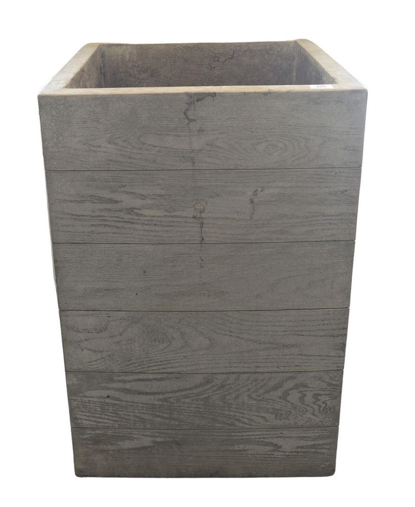 Appraisal: Pair of Large Cement Square Urns or Planters faux wood