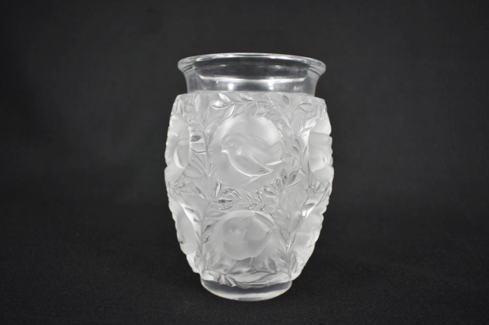 Appraisal: LALIQUE COLORLESS PART FROSTED OVOID VASEModern Signed in script Lalique