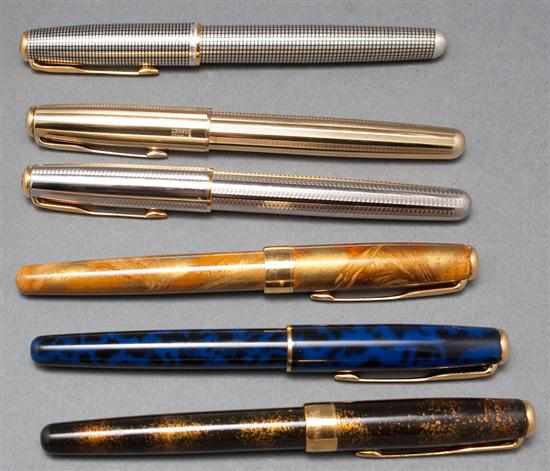 Appraisal: Five Parker ''Sonnet'' fountain pens and similar ballpoint pen Estimate