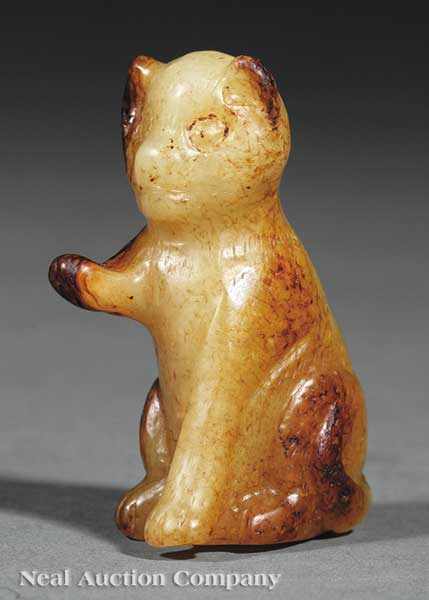 Appraisal: A Chinese Yellow Jade Figure of a Seated Cat carved