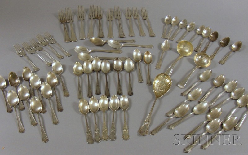 Appraisal: Approximately Fifty-six Pieces of Assorted Silver Flatware American and Continental