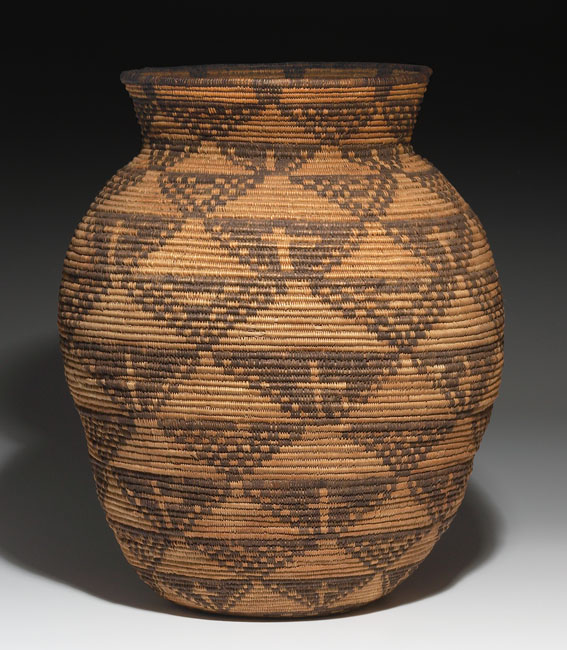 Appraisal: Good Apache basketry olla early th Century large and wide