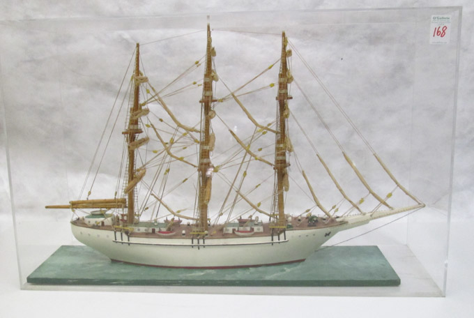 Appraisal: SCALE MODEL OF AN AMERICAN THREE-MASTED SAILING BARQUE the wood