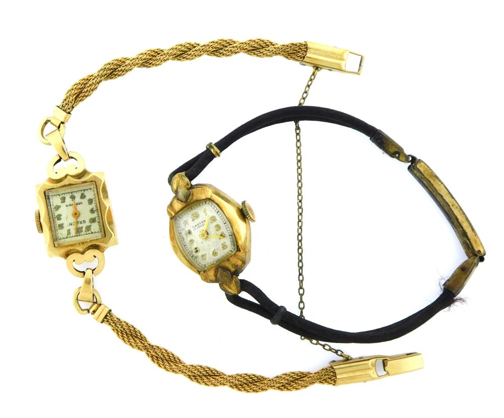 Appraisal: JEWELRY Two gold women's wristwatches Croton wristwatch stamped and tested