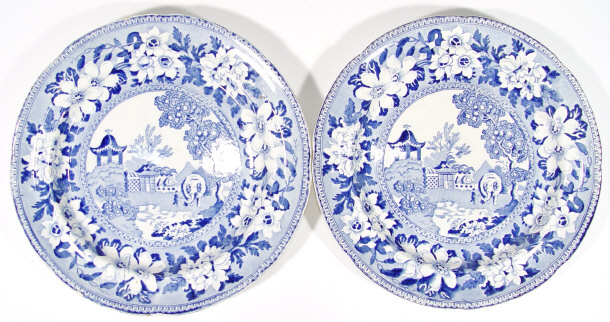 Appraisal: Pair of Victorian Burgess and Lee plates transfer printed with