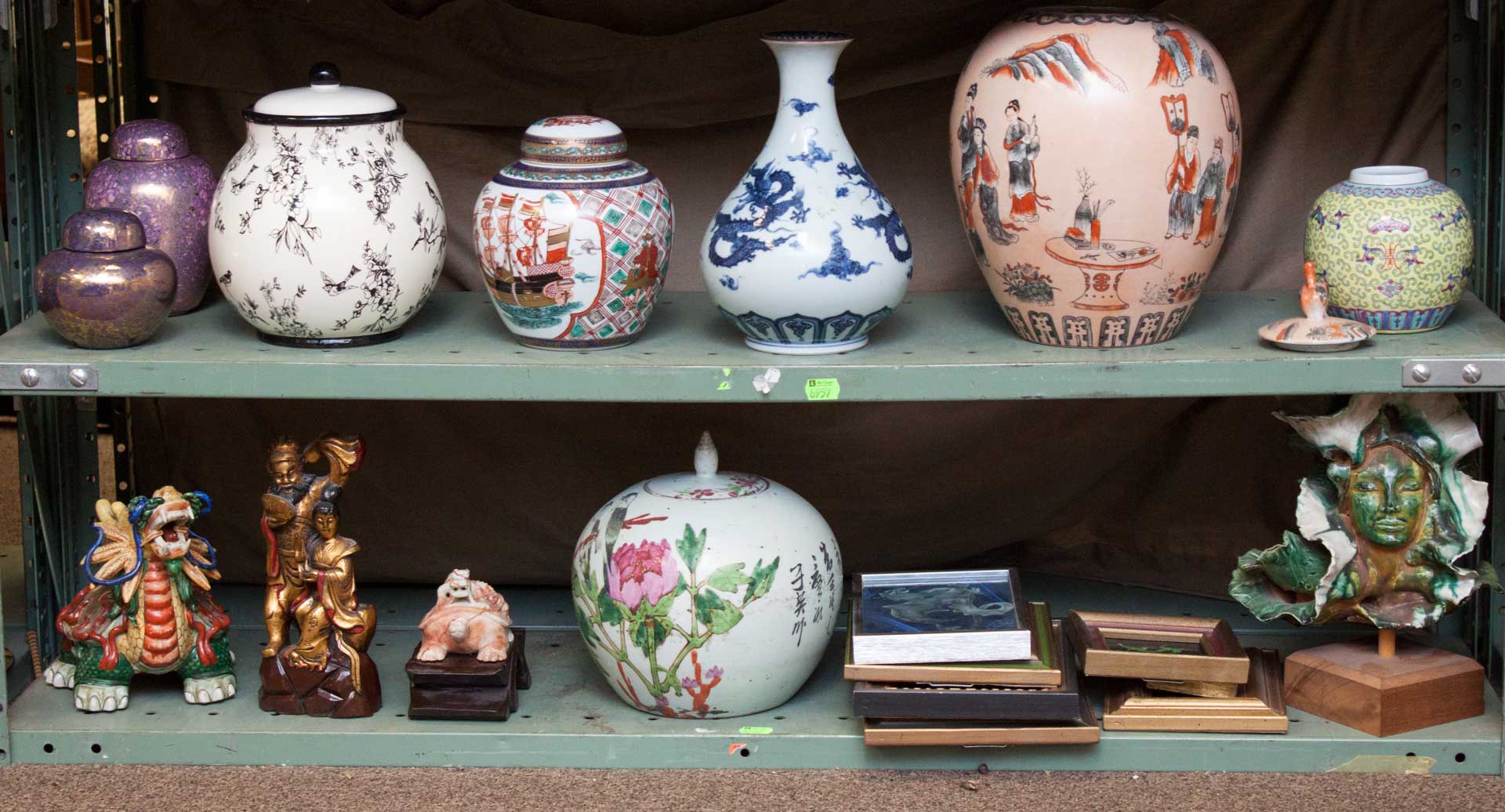 Appraisal: Two shelves of contemporary oriental style items