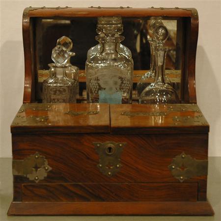 Appraisal: Brass Mounted Mahogany Tantalus Cigar Box Estimate -