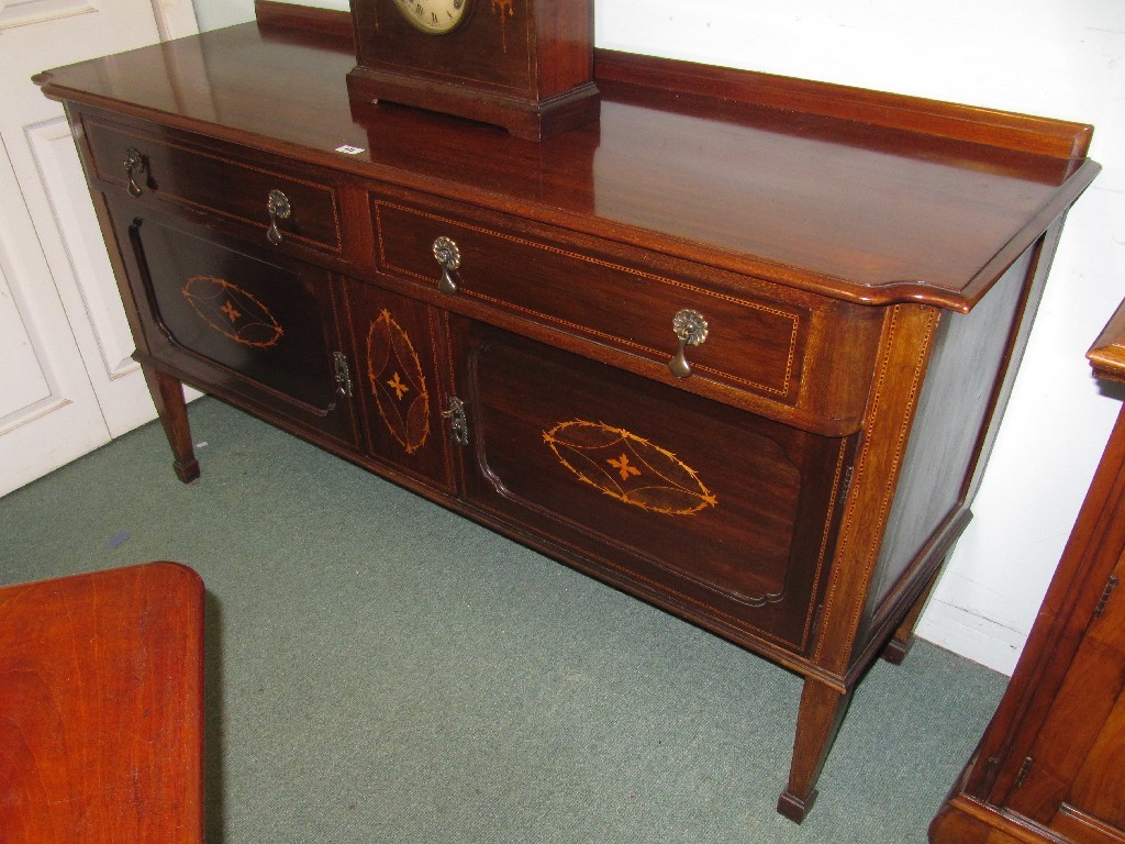 Appraisal: Edwardian mahogany inlaid sideboard