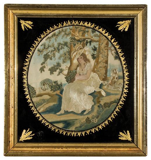 Appraisal: English School Early th Century A Regency silkwork picture depicting