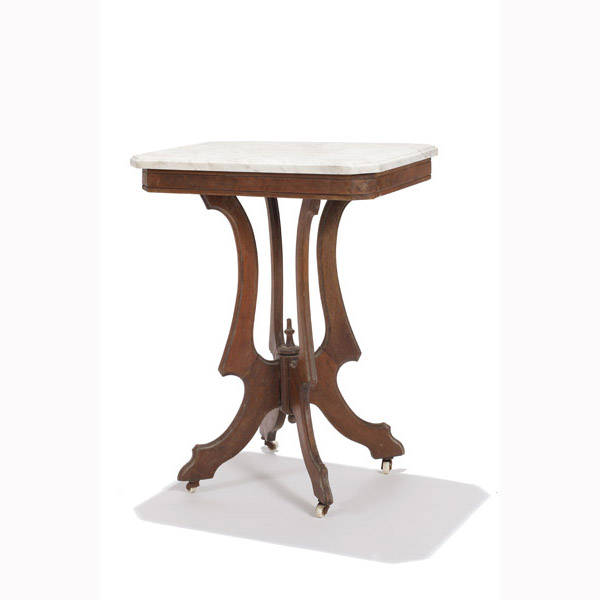 Appraisal: Victorian Eastlake style marble top side table stand H x