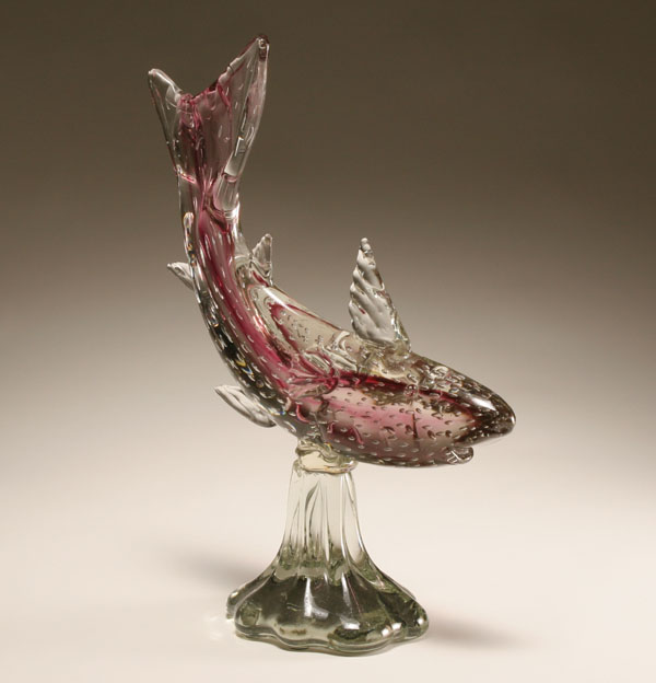 Appraisal: Pilgrim American art glass fish sculpture by Mario Sandon Cranberry