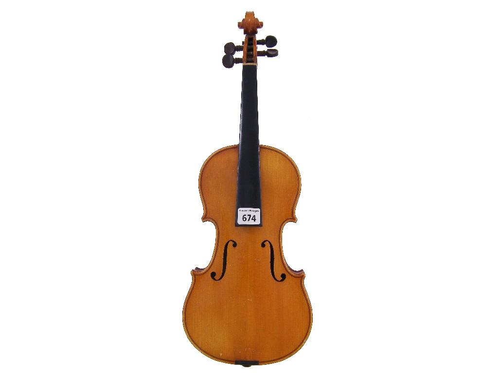 Appraisal: French Stradivari copy half size violin cm