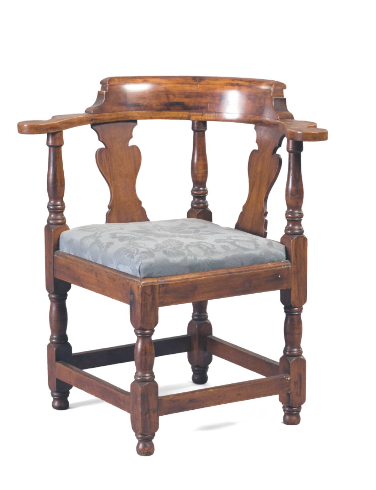 Appraisal: NEW ENGLAND MAHOGANY CORNER CHAIR POSSIBLY CONNECTICUT The rolled and