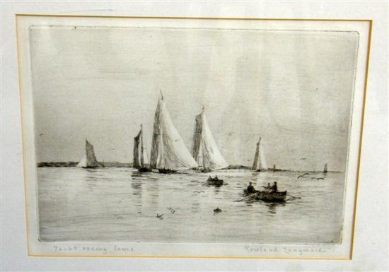 Appraisal: Rowland Langmaid Dry point etching entitled Yacht Racing Cowes signed