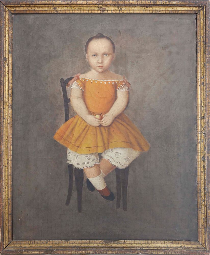 Appraisal: American School Oil on Canvas Portrait of a Seated Child