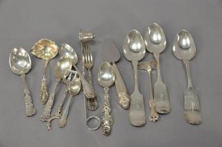 Appraisal: Two tray lots with silver to include sterling flatware t