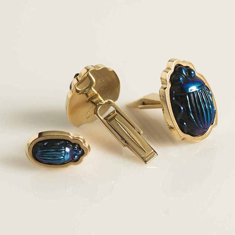 Appraisal: Tiffany Favrile Glass Scarab Jewelry Pair of Tiffany favrile glass