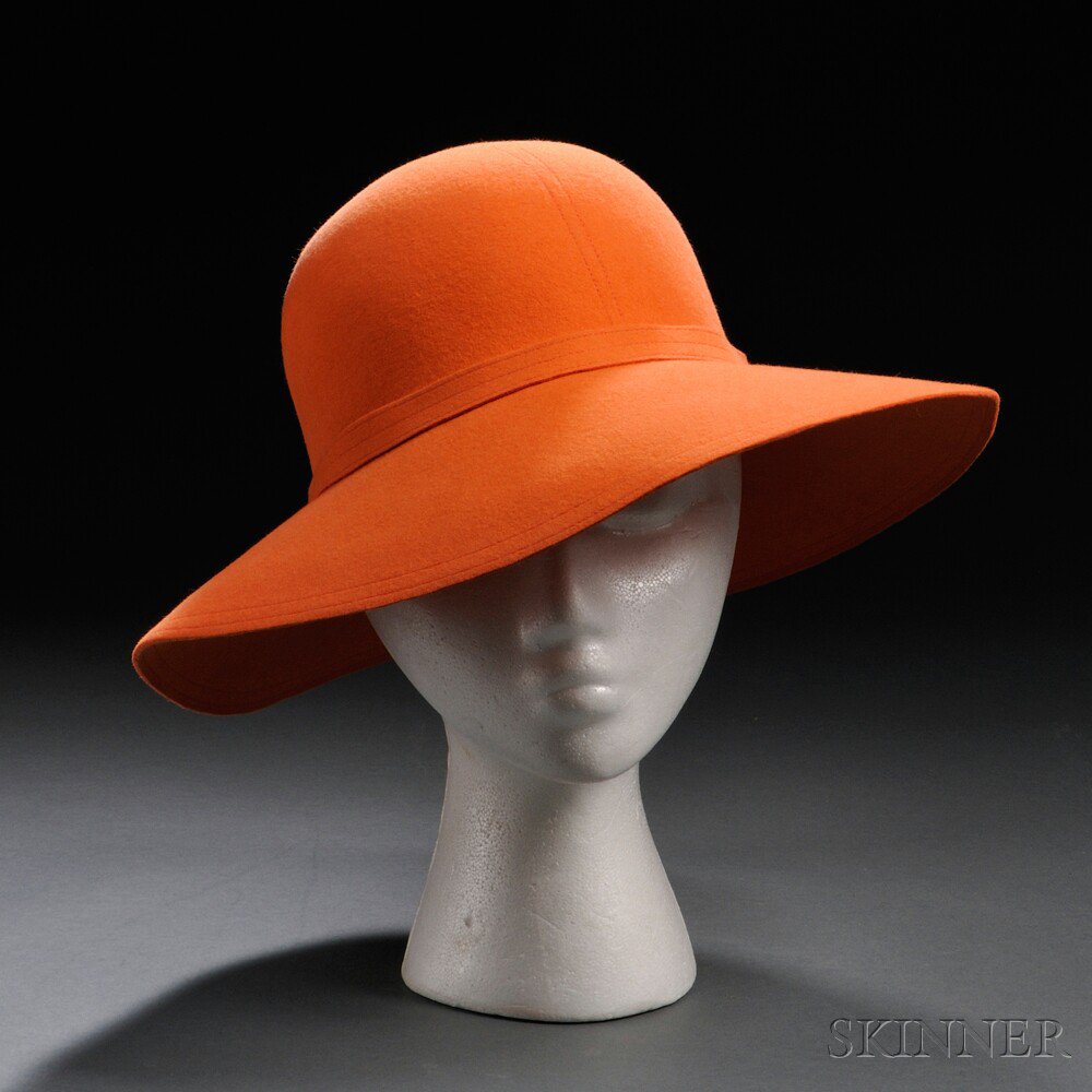 Appraisal: Orange Felt Hat Halston New York late s early s