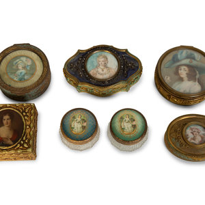 Appraisal: Seven Continental Table Boxes th Century comprising two glass boxes