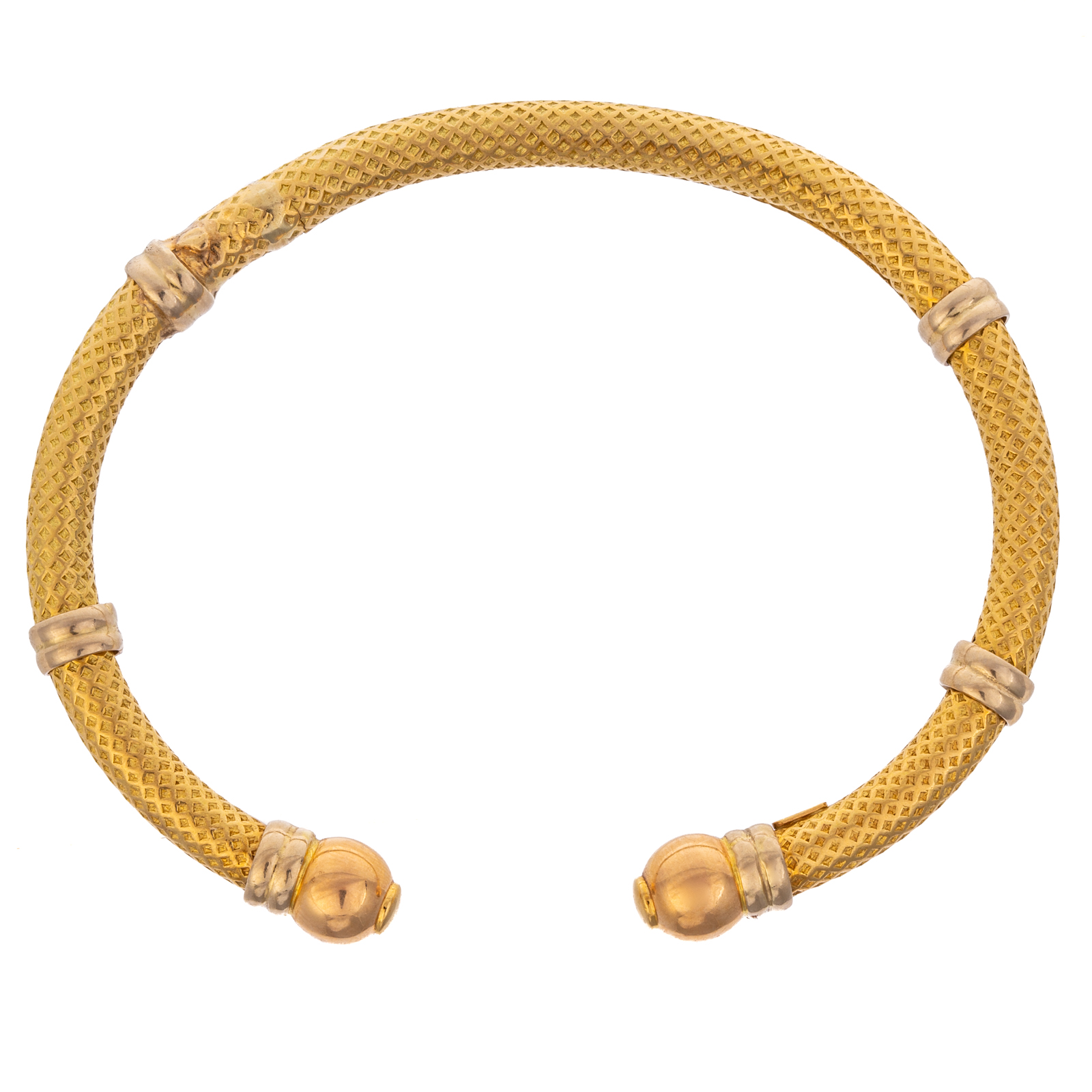 Appraisal: AN ITALIAN K TEXTURED BALL CUFF BRACELET K yellow gold