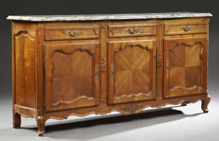 Appraisal: French Louis XV Style Carved Cherry Marble Top Sid French