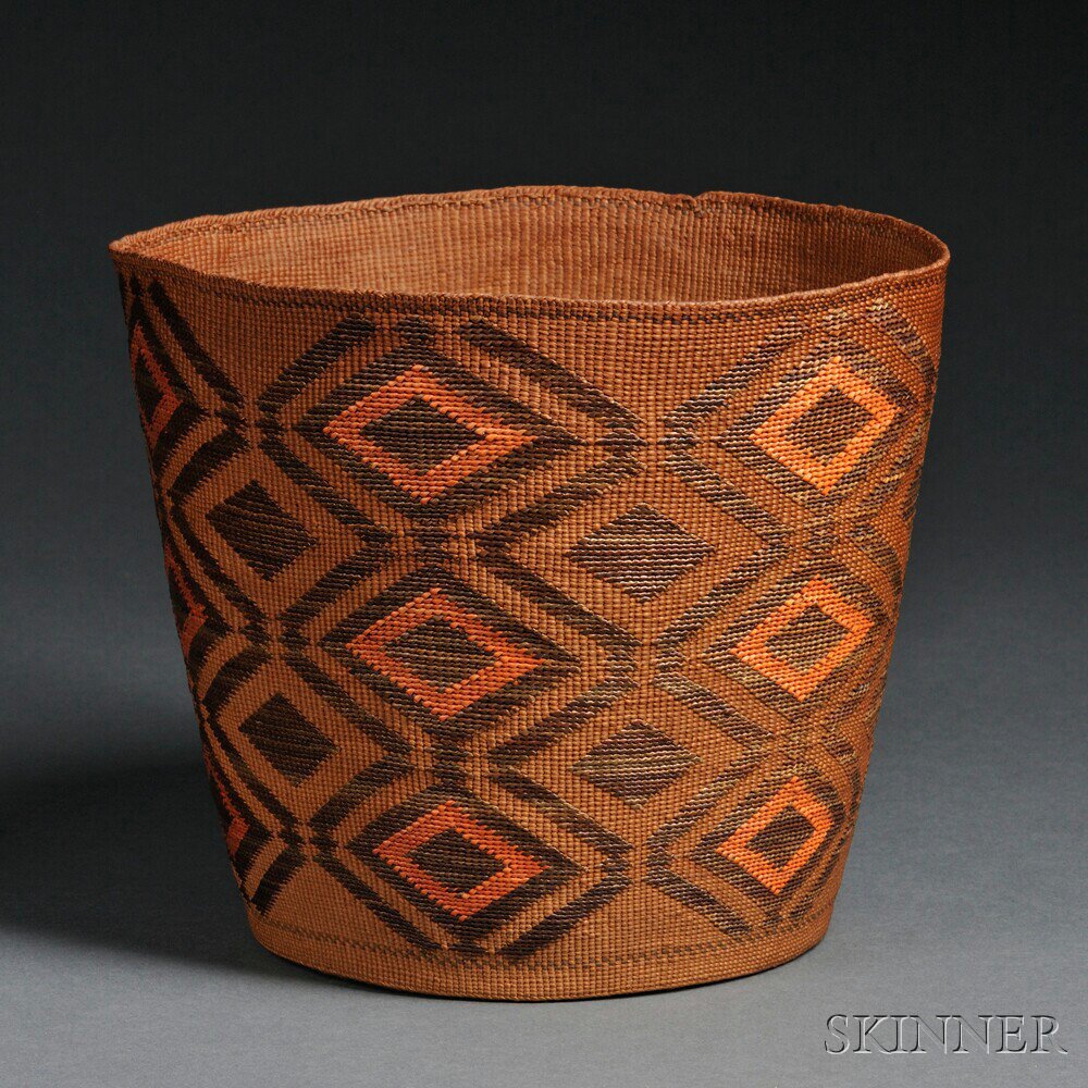 Appraisal: Tlingit Polychrome Twined Basket c early th century decorated with