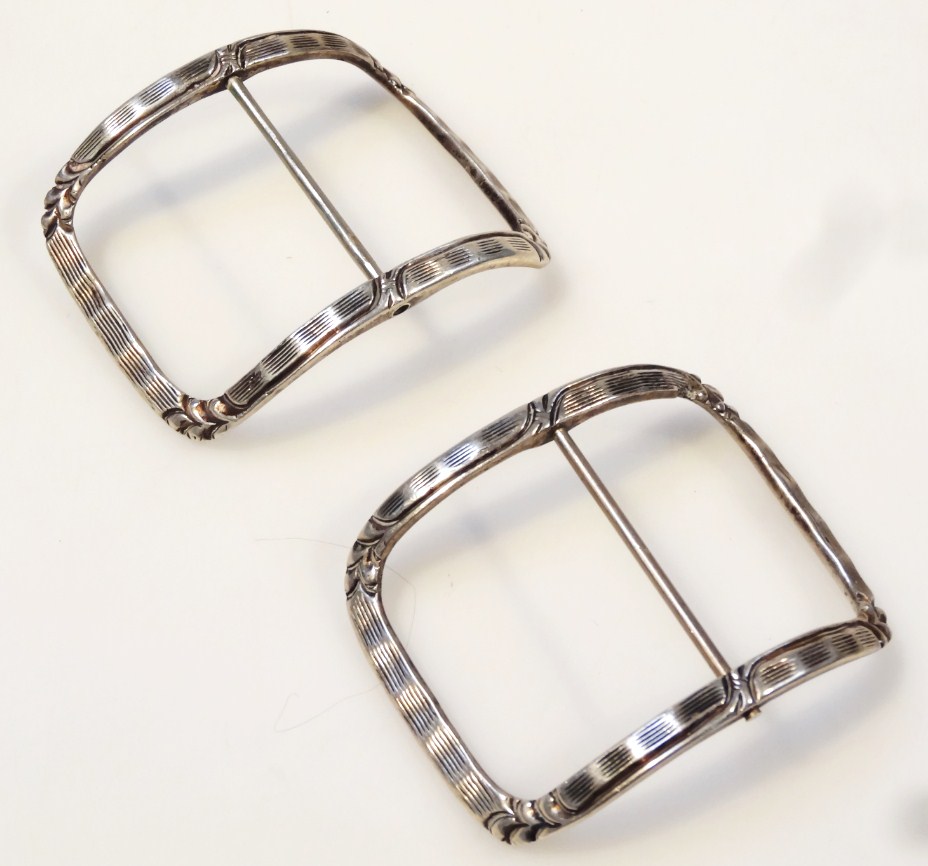 Appraisal: A pair of thC silver buckles each of shaped curved