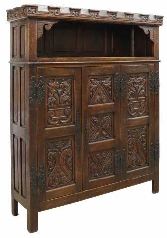 Appraisal: French Renaissance Revival oak cabinet early th c carved crown