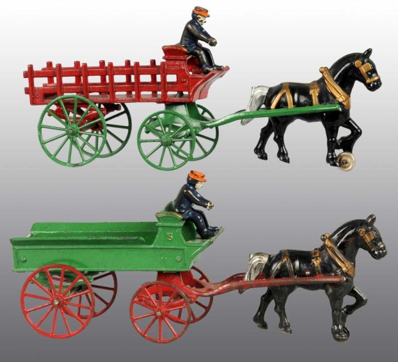 Appraisal: Lot of Cast Iron Kenton Horse-Drawn Toys Description Includes one