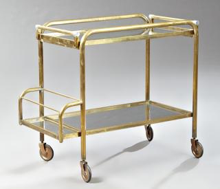 Appraisal: French Modern Brass and Glass Dessert Cart early th c