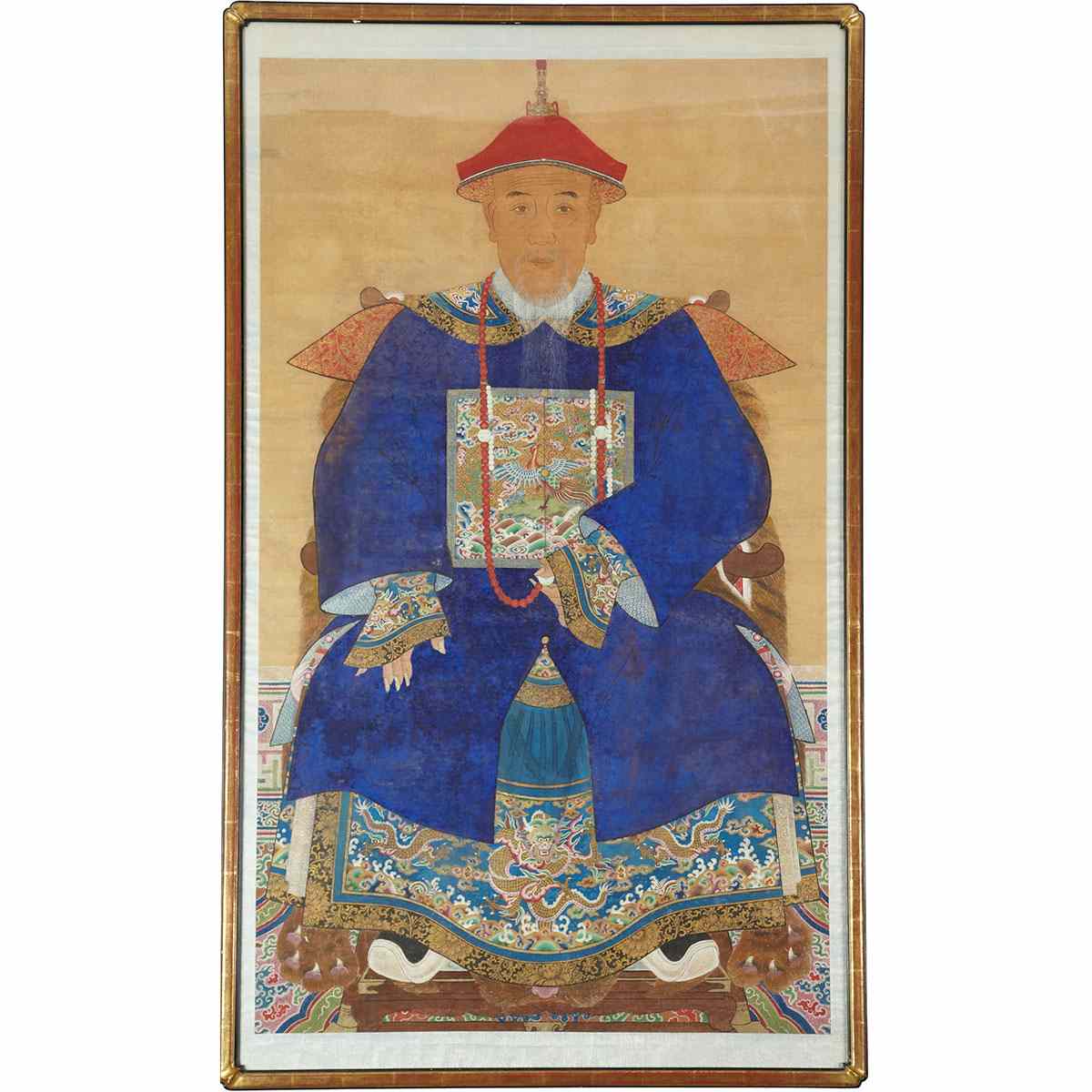 Appraisal: Chinese School ANCESTOR PORTRAIT OF AN OFFICIAL QING DYNASTY Ink